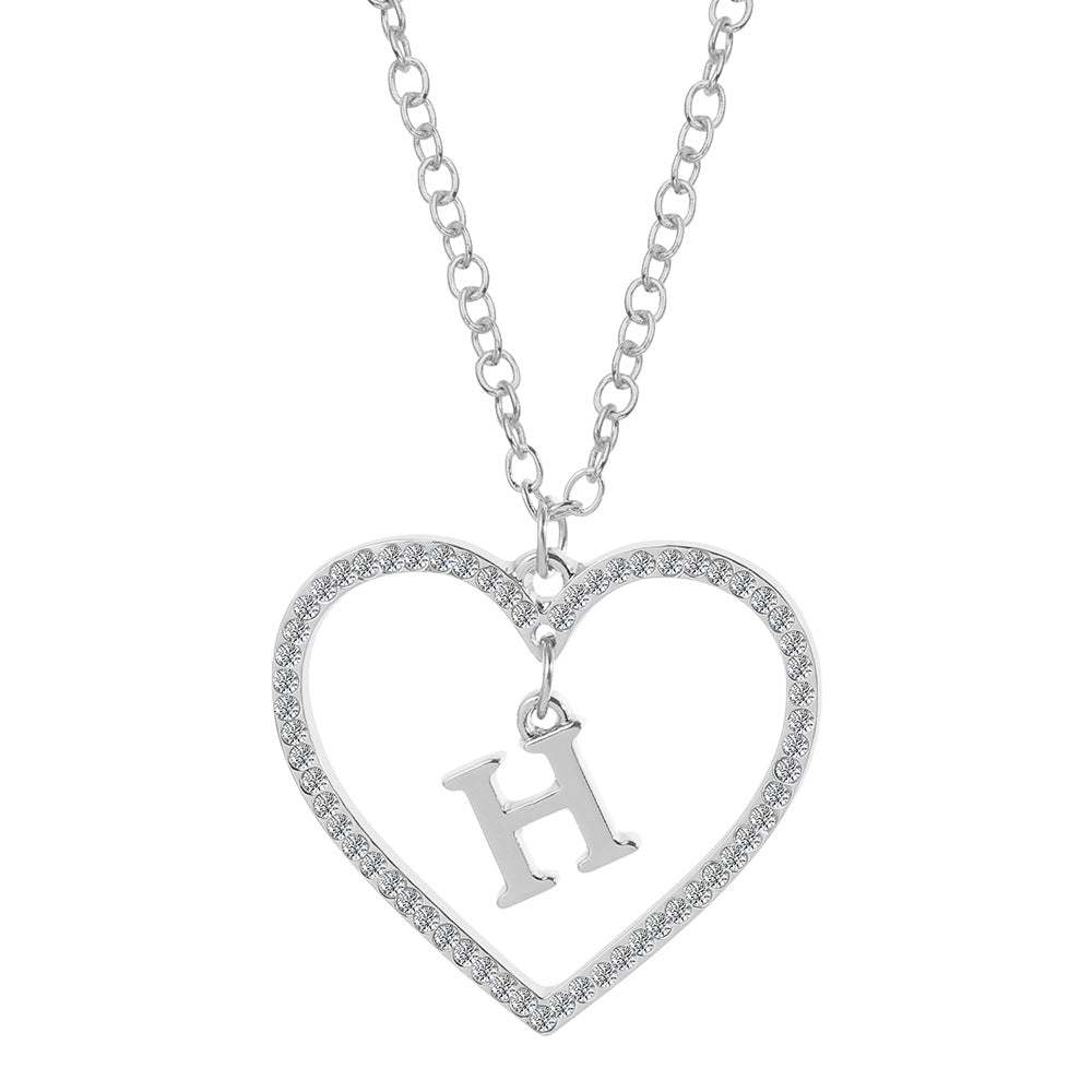 Unique Love Heart Zircon Letter Necklace Fashion Clavicle Chain Love Pendant - soufeelau