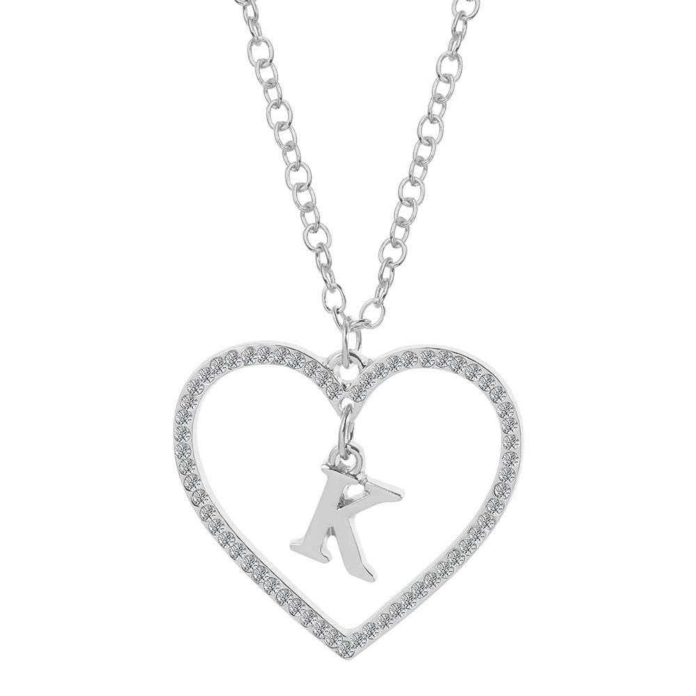 Unique Love Heart Zircon Letter Necklace Fashion Clavicle Chain Love Pendant - soufeelau