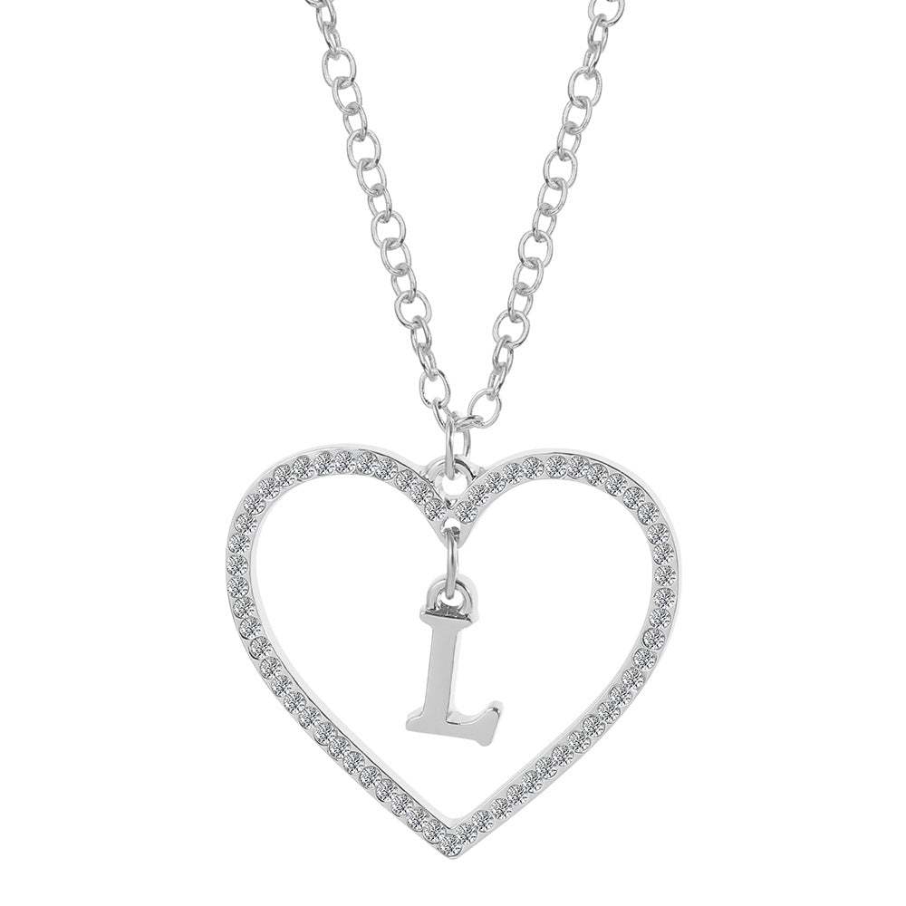 Unique Love Heart Zircon Letter Necklace Fashion Clavicle Chain Love Pendant - soufeelau