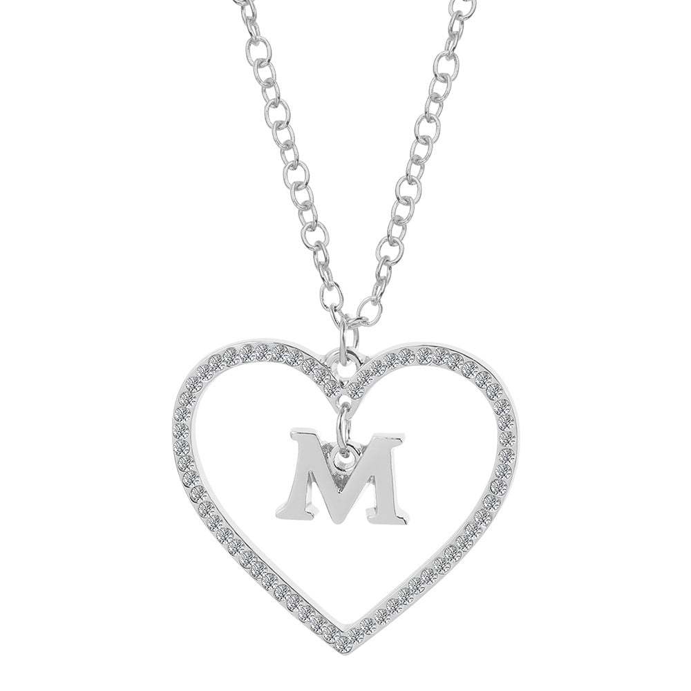 Unique Love Heart Zircon Letter Necklace Fashion Clavicle Chain Love Pendant - soufeelau