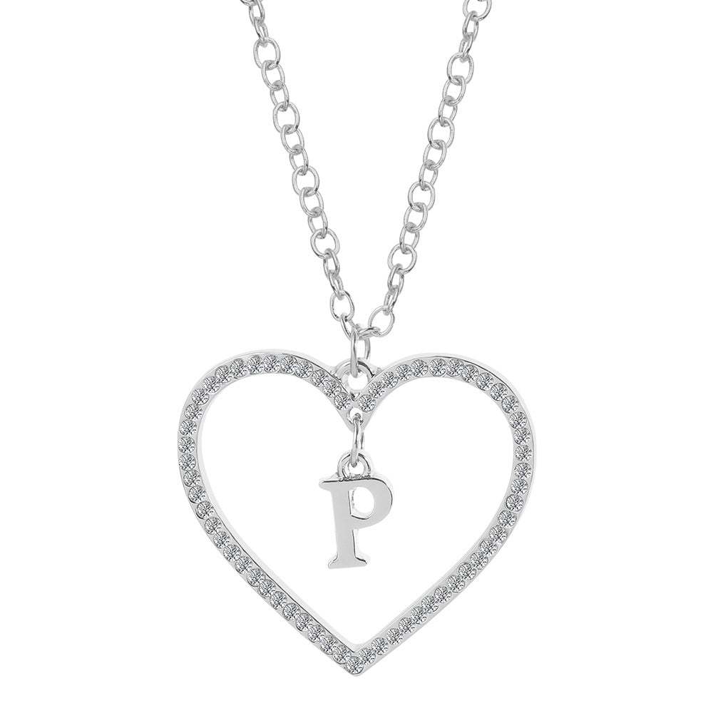 Unique Love Heart Zircon Letter Necklace Fashion Clavicle Chain Love Pendant - soufeelau