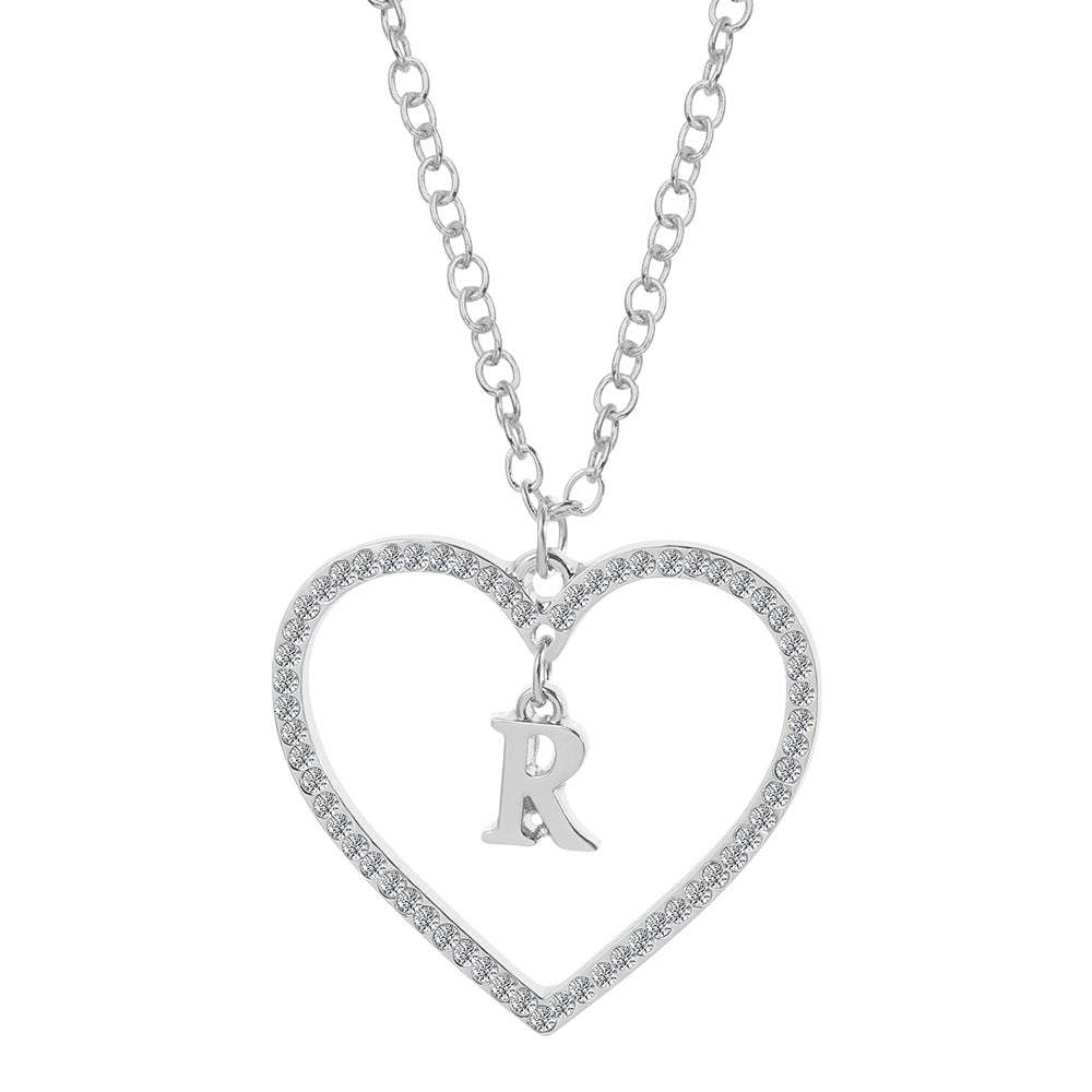 Unique Love Heart Zircon Letter Necklace Fashion Clavicle Chain Love Pendant - soufeelau