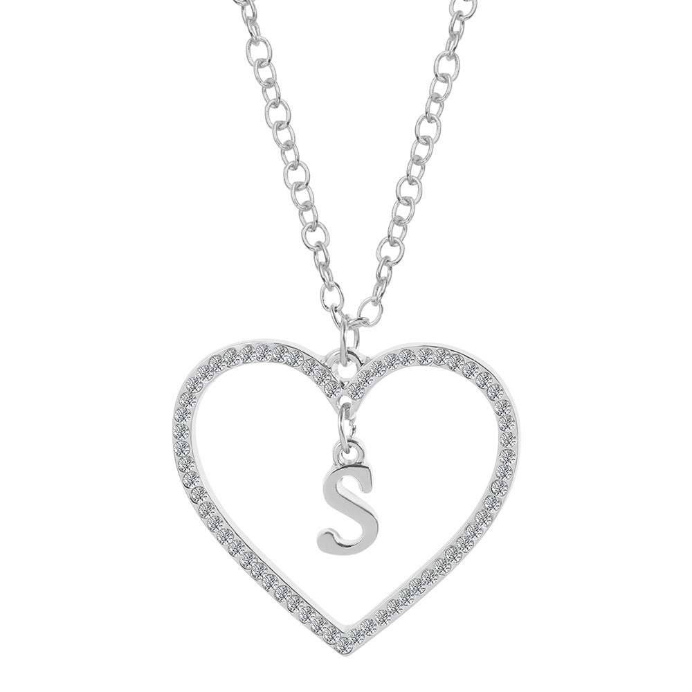 Unique Love Heart Zircon Letter Necklace Fashion Clavicle Chain Love Pendant - soufeelau