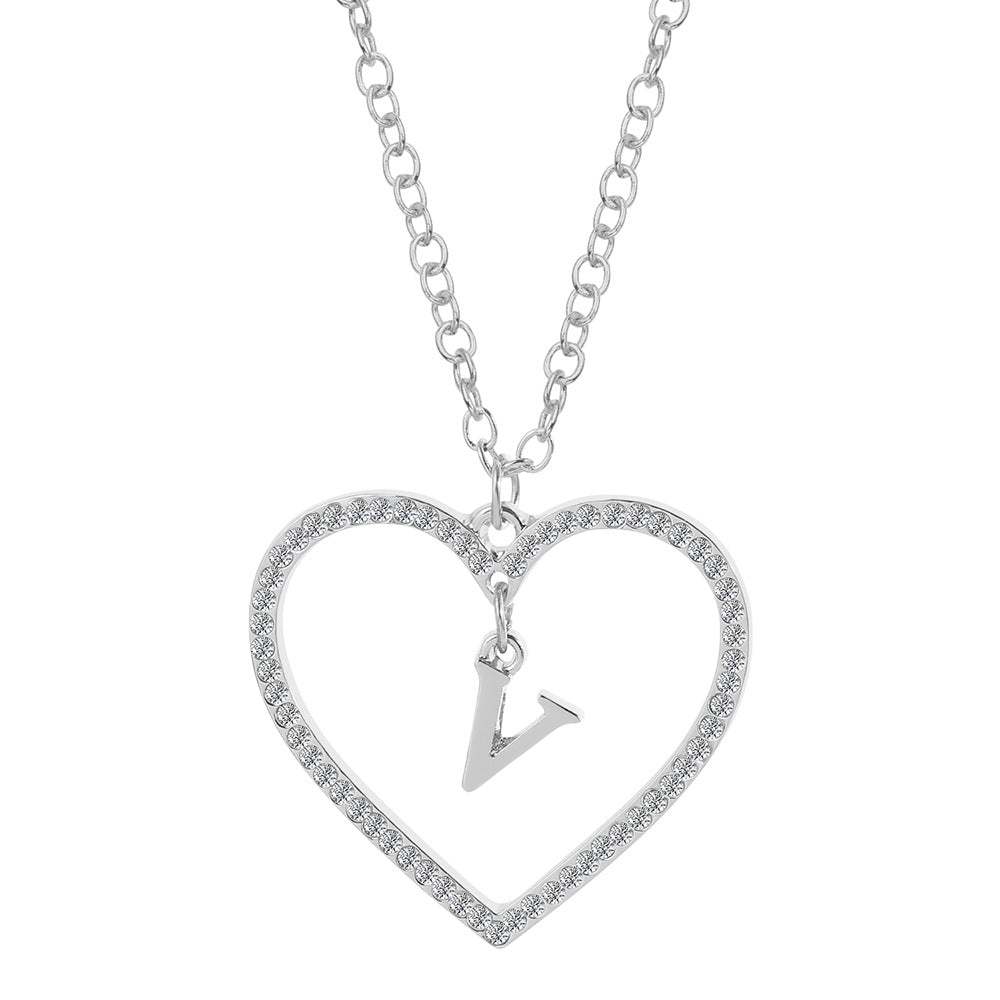 Unique Love Heart Zircon Letter Necklace Fashion Clavicle Chain Love Pendant - soufeelau