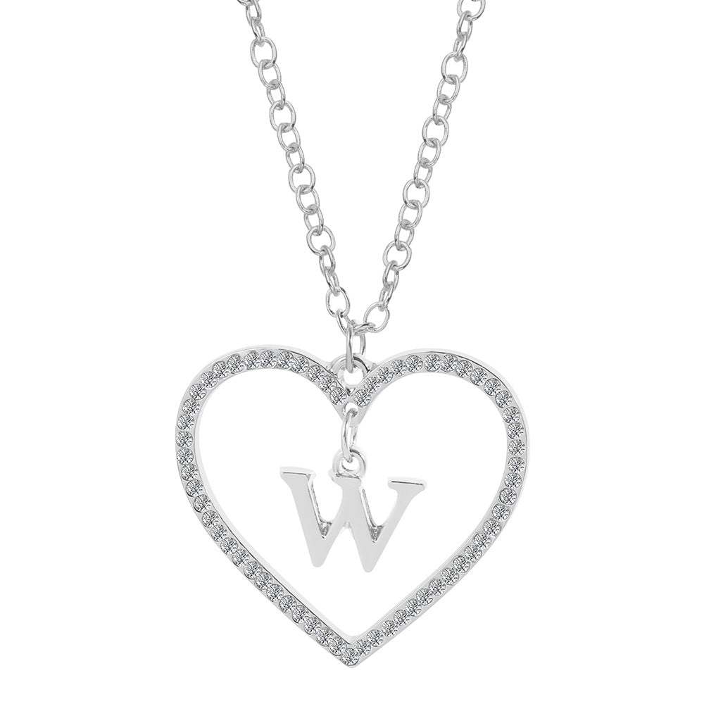 Unique Love Heart Zircon Letter Necklace Fashion Clavicle Chain Love Pendant - soufeelau