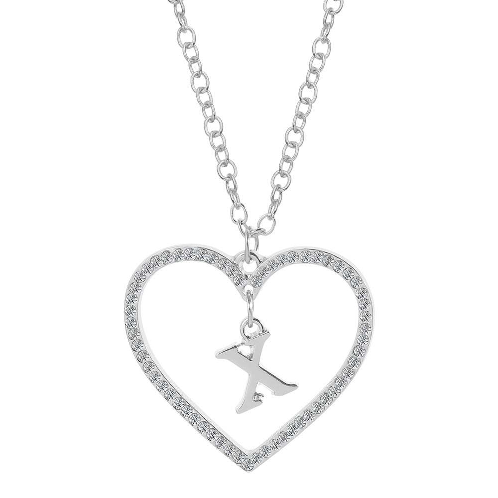 Unique Love Heart Zircon Letter Necklace Fashion Clavicle Chain Love Pendant - soufeelau