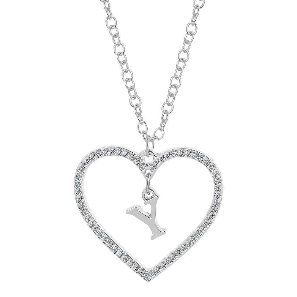 Unique Love Heart Zircon Letter Necklace Fashion Clavicle Chain Love Pendant - soufeelau