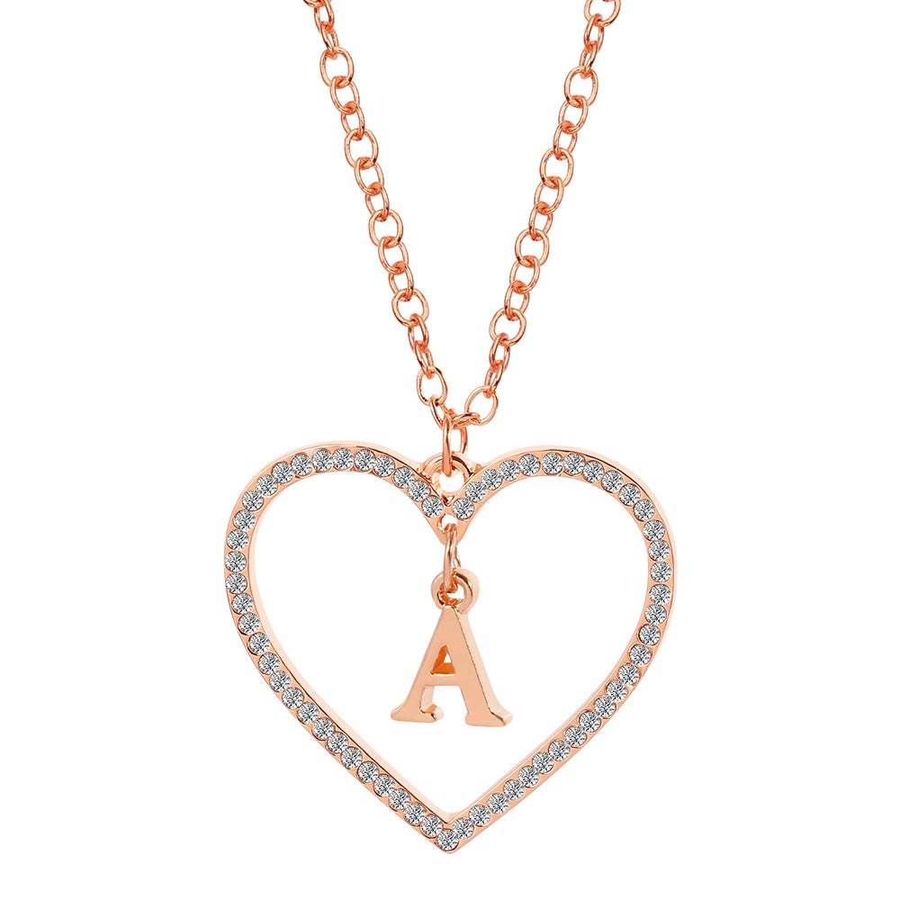 Unique Love Heart Zircon Letter Necklace Fashion Clavicle Chain Love Pendant - soufeelau