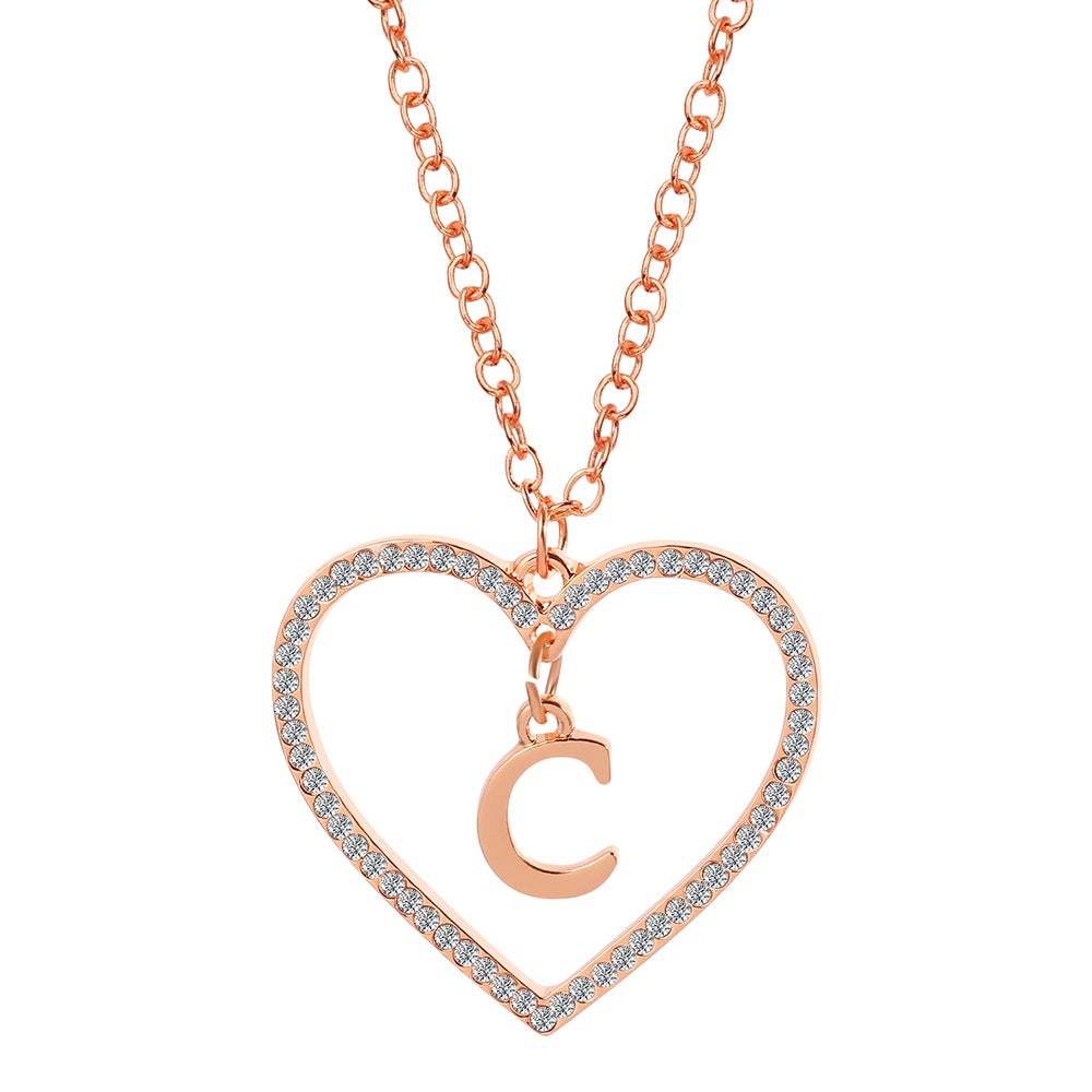 Unique Love Heart Zircon Letter Necklace Fashion Clavicle Chain Love Pendant - soufeelau