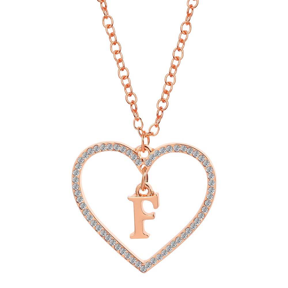 Unique Love Heart Zircon Letter Necklace Fashion Clavicle Chain Love Pendant - soufeelau