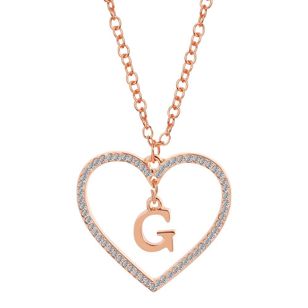 Unique Love Heart Zircon Letter Necklace Fashion Clavicle Chain Love Pendant - soufeelau