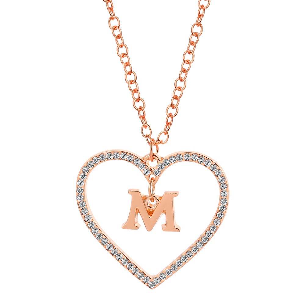 Unique Love Heart Zircon Letter Necklace Fashion Clavicle Chain Love Pendant - soufeelau