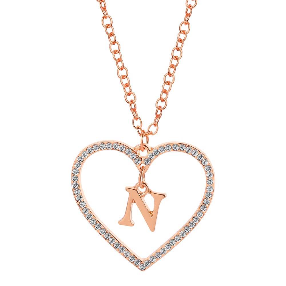 Unique Love Heart Zircon Letter Necklace Fashion Clavicle Chain Love Pendant - soufeelau