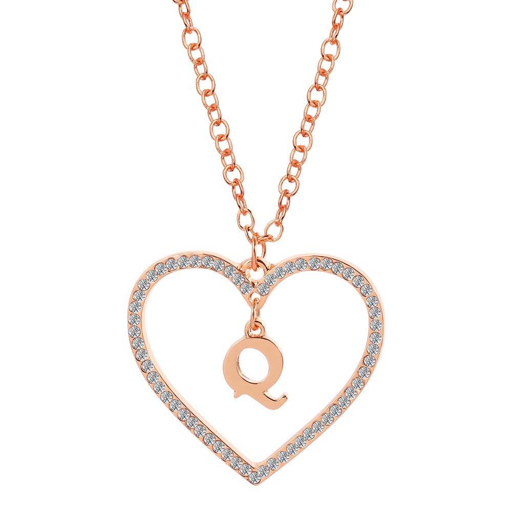 Unique Love Heart Zircon Letter Necklace Fashion Clavicle Chain Love Pendant - soufeelau