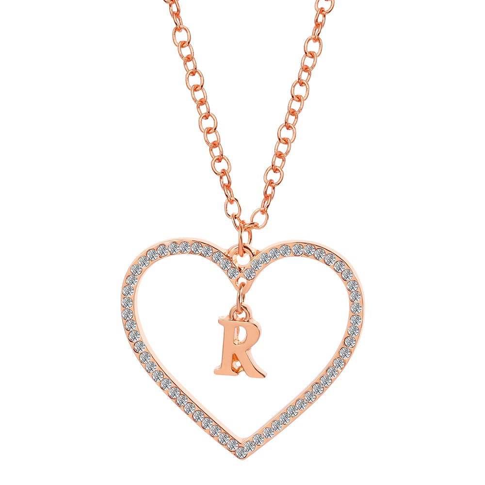 Unique Love Heart Zircon Letter Necklace Fashion Clavicle Chain Love Pendant - soufeelau