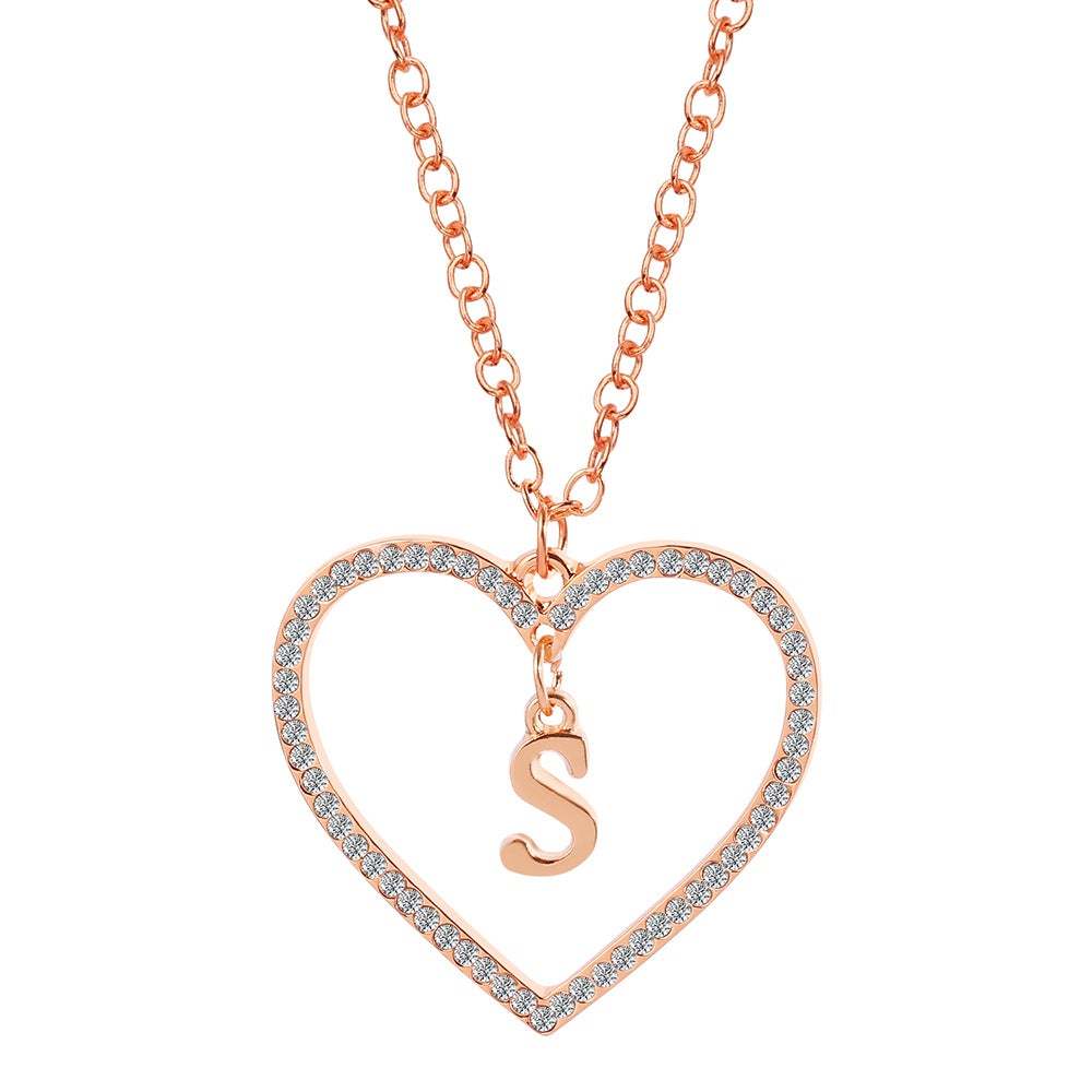 Unique Love Heart Zircon Letter Necklace Fashion Clavicle Chain Love Pendant - soufeelau