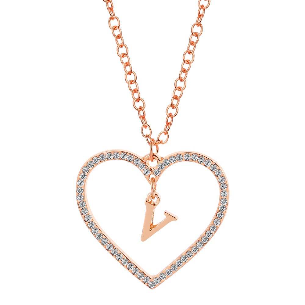 Unique Love Heart Zircon Letter Necklace Fashion Clavicle Chain Love Pendant - soufeelau