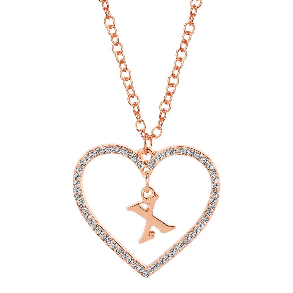 Unique Love Heart Zircon Letter Necklace Fashion Clavicle Chain Love Pendant - soufeelau