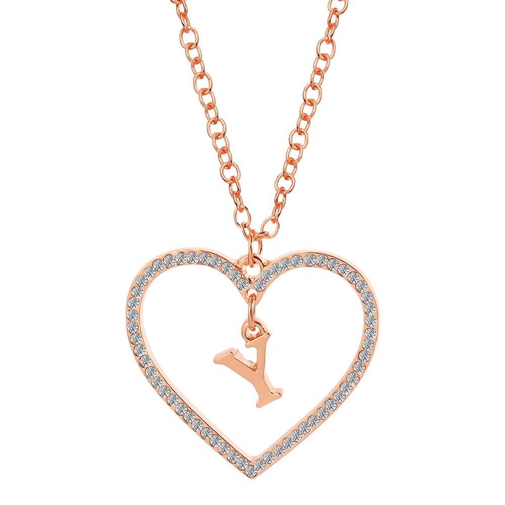 Unique Love Heart Zircon Letter Necklace Fashion Clavicle Chain Love Pendant - soufeelau