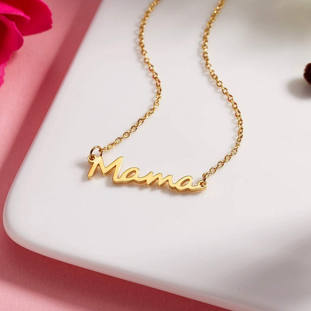 Dainty Mama Letter Necklace Fashion Pendant Mother's Day Gifts Gold - soufeelau