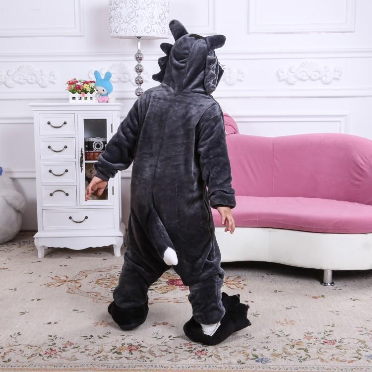 Animal Costume Big Gray Wolf Animal Cartoon Jumpsuits Clothing Kids Gift - soufeelau