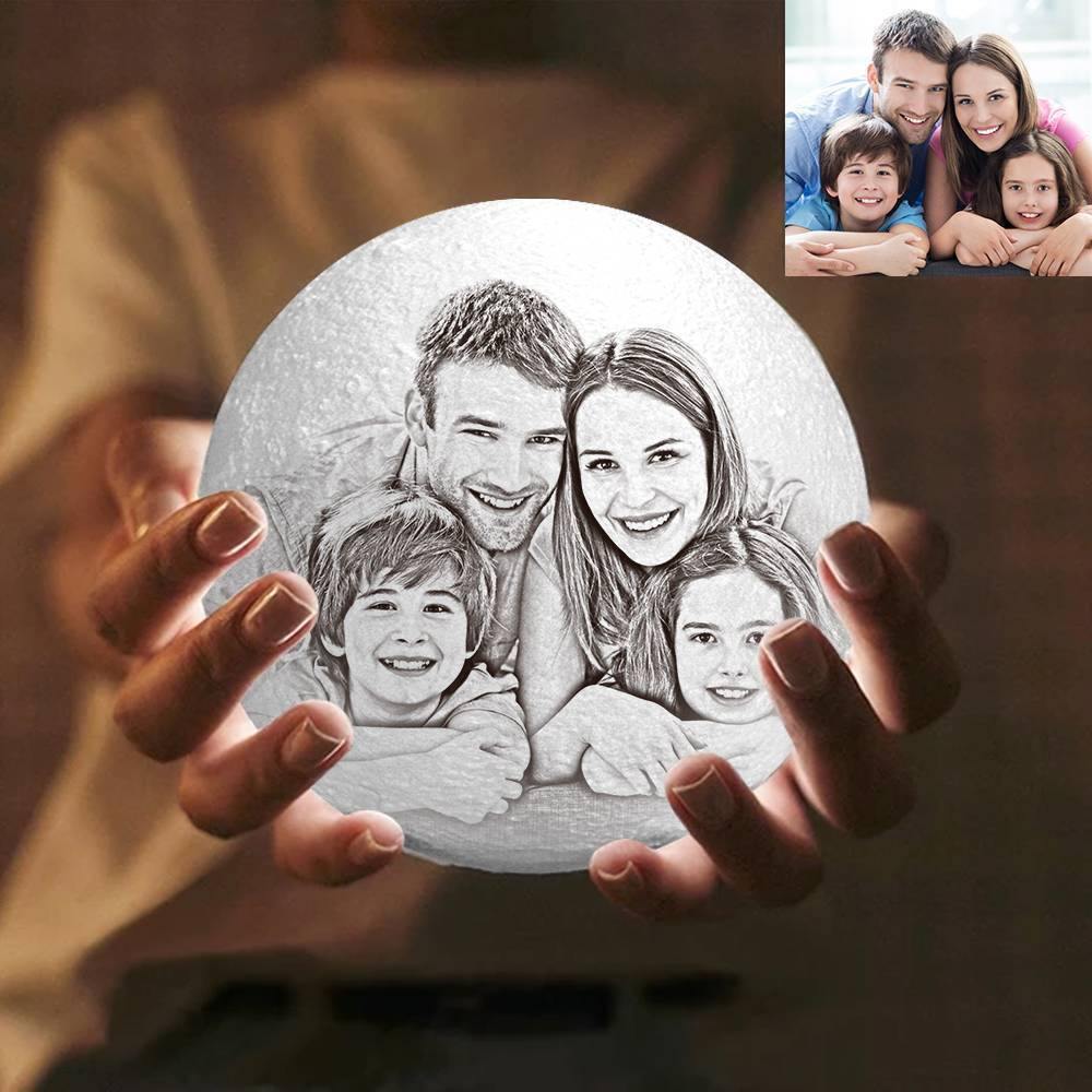 Photo Moon Lamp, Custom 3D Photo Light, Memorial Gift - Touch Two Colors（10-20cm） - soufeelau