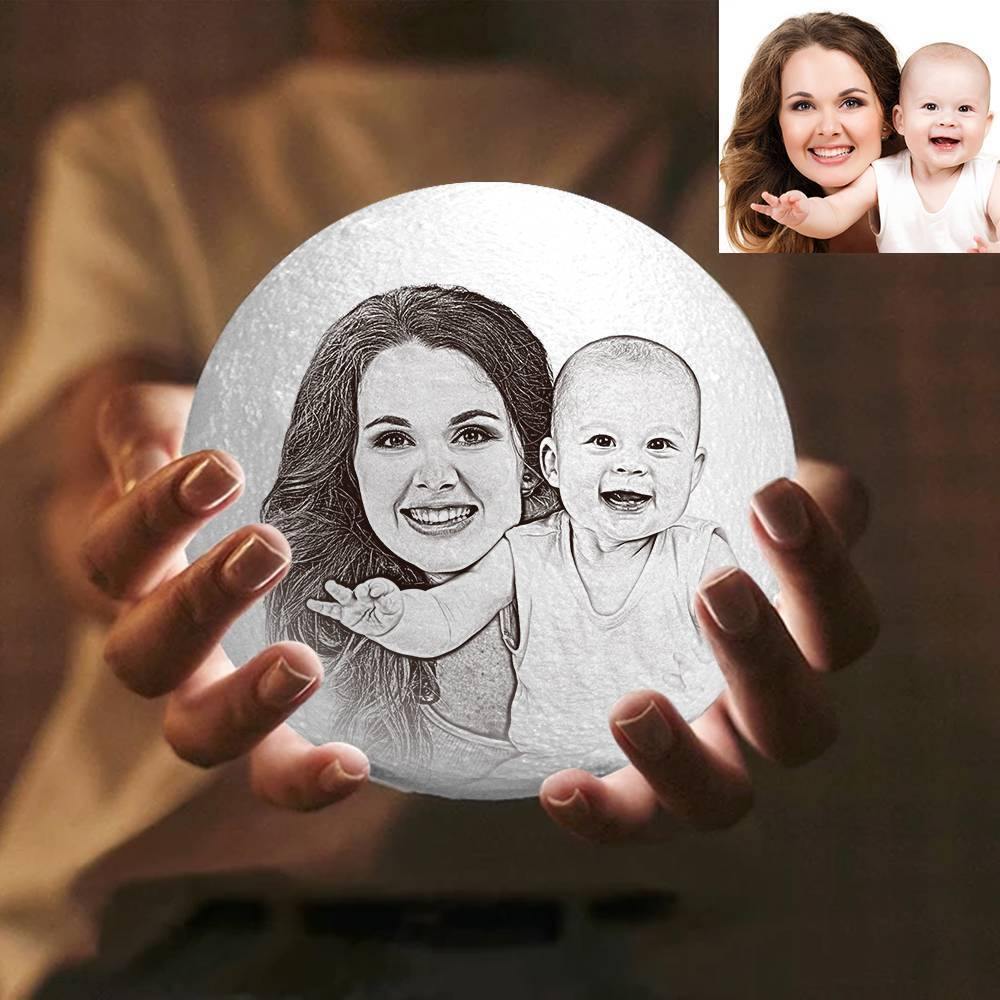 Photo Moon Lamp, Custom 3D Photo Light, For Mom - Touch Two Colors(10-20cm) - soufeelau