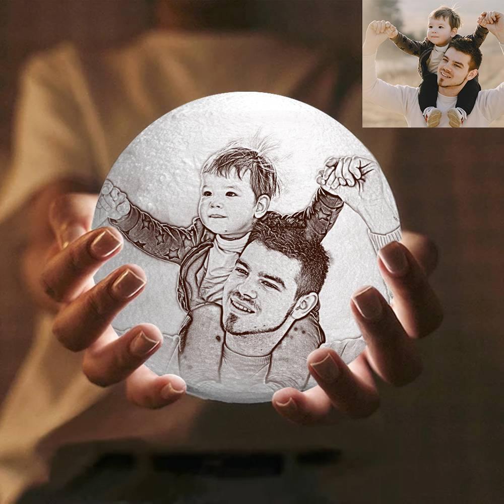 Photo Moon Lamp, Custom 3D Photo Light, For Mom - Touch Two Colors(10-20cm) - soufeelau