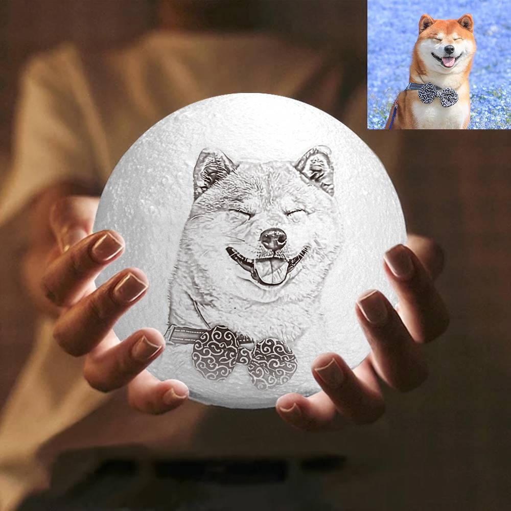 Photo Moon Lamp, Custom 3D Photo Light, Cute Pet - Touch Two Colors(10-20cm) - soufeelau