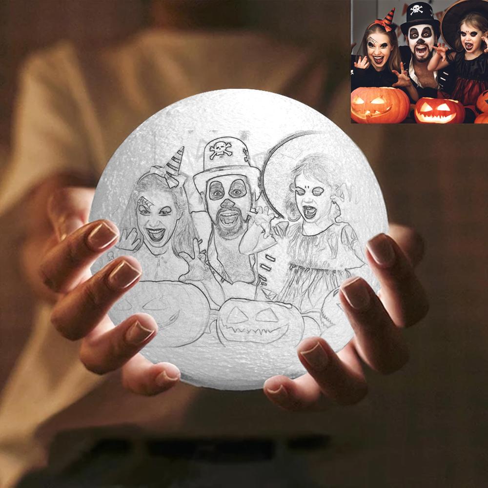 Magic Halloween 3D Printing Moon Light Photo Engraved - Touch Two Colors（10-20cm）