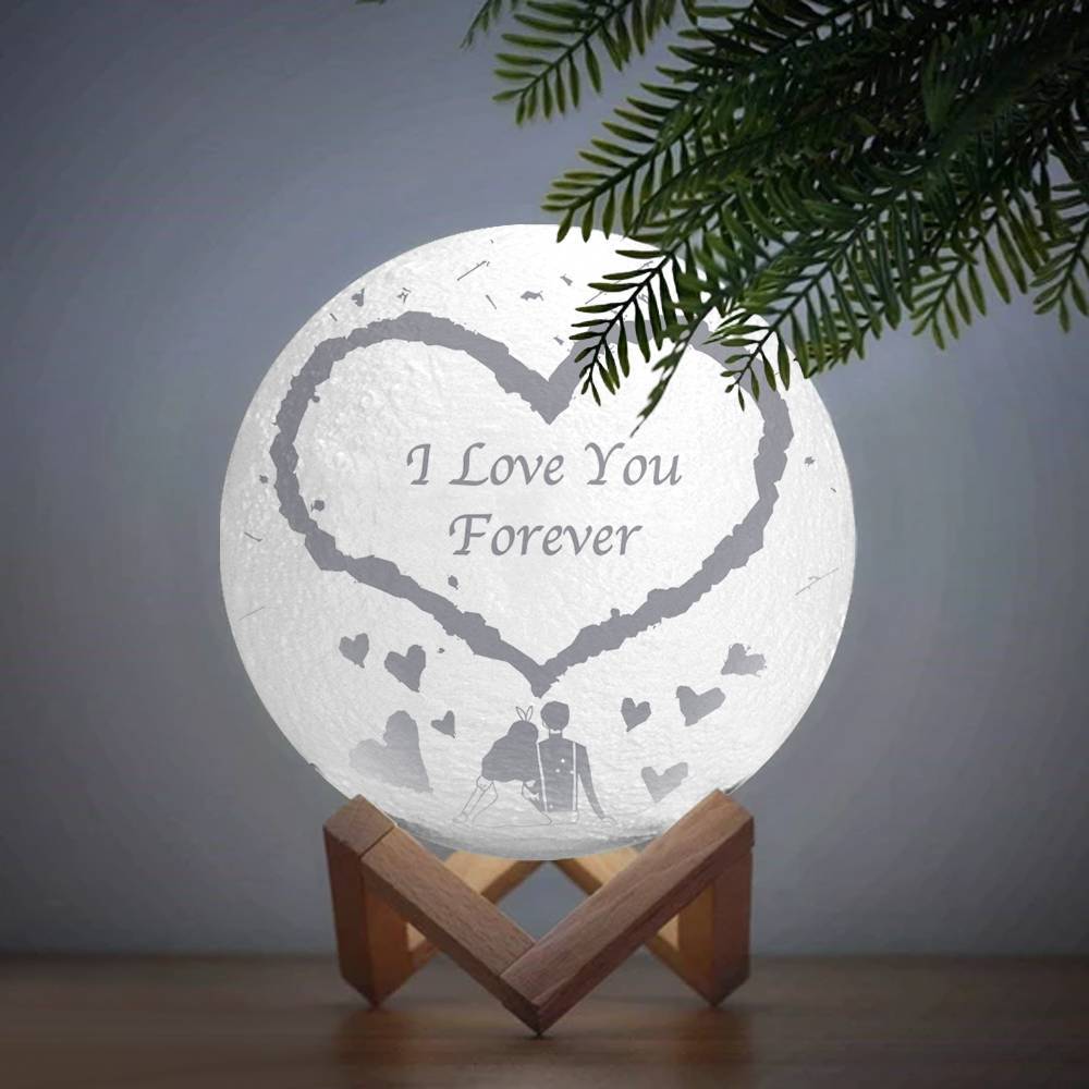 Photo Moon Lamp, Custom 3D Photo Light, Lamp Moon Couple's Gift - Touch Two Colors 15cm-20cm Available
