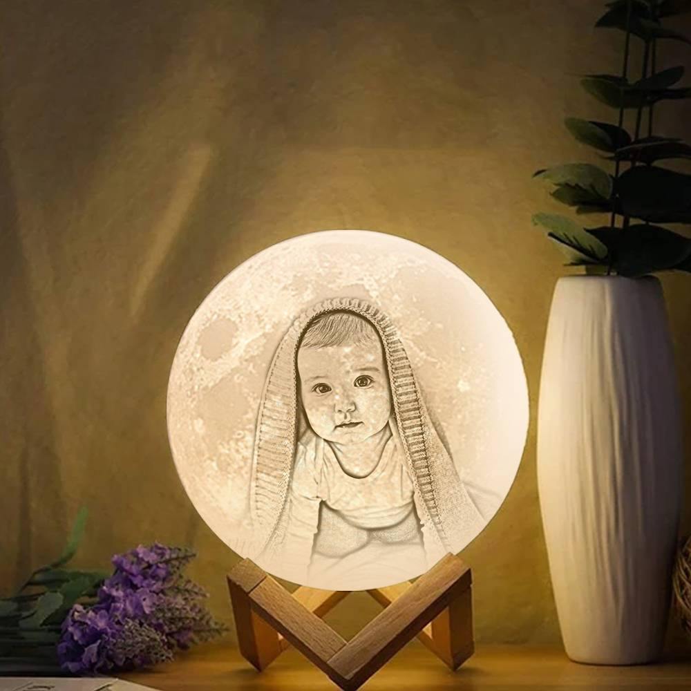Photo Moon Lamp, Custom 3D Photo Light, Children's Gift - Remote Control Sixteen Colors（10-20cm）