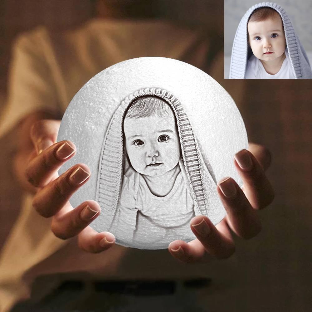 Photo Moon Lamp, Custom 3D Photo Light, Children's Gift - Remote Control Sixteen Colors（10-20cm）