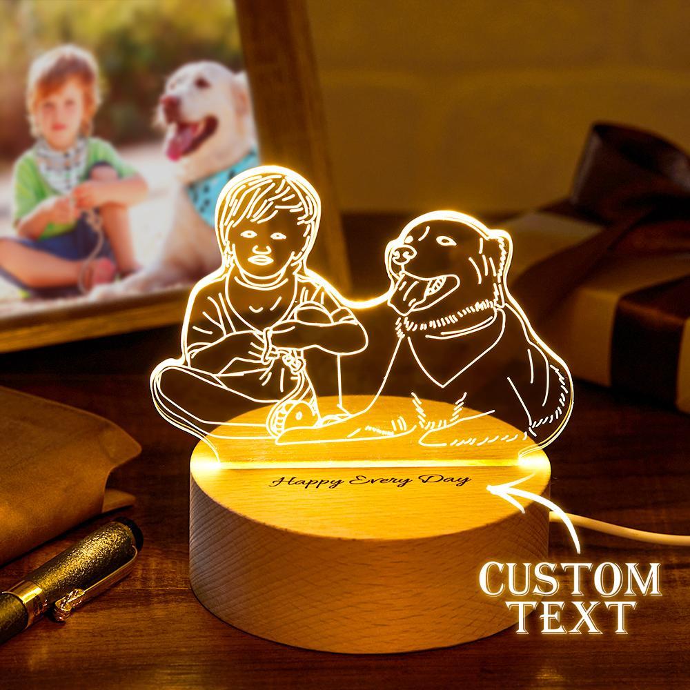 Custom 3D Photo Lamp Led for Bedroom, Personalized Night Light Gift for Pet Lovers - soufeelau