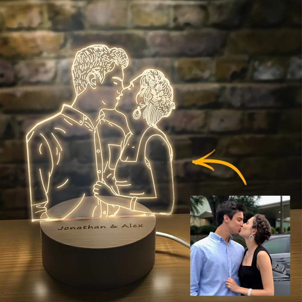 Custom 3D Photo Lamp Led for Bedroom, Personalized Night Light for Lovers-Christmas Gifts