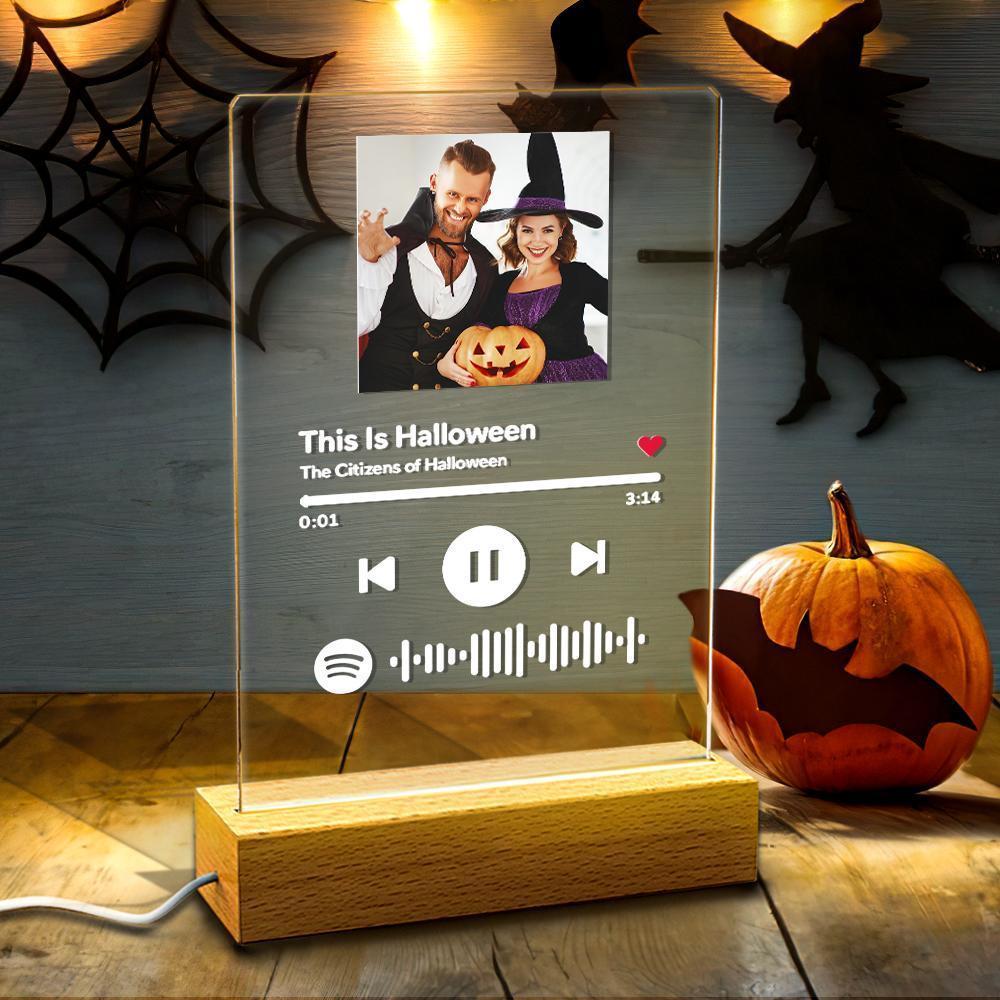 Scannable Halloween Spotify Code Frame Acrylic Music Plaque Night Light Best Halloween Gifts For Her