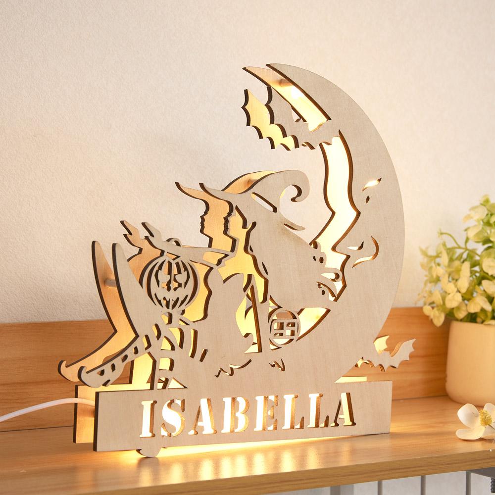 Custom Engraved Lamp Witch Moon LED Nightlight Gift for Friends - soufeelau