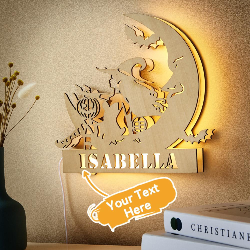 Custom Engraved Lamp Witch Moon LED Nightlight Gift for Friends - soufeelau