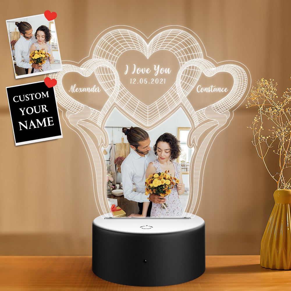 Heart-shape Personalized Gifts 3D Illusion Custom Night Light - soufeelau
