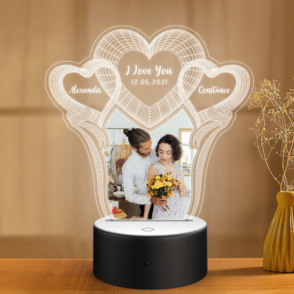 Heart-shape Personalized Gifts 3D Illusion Custom Night Light - soufeelau