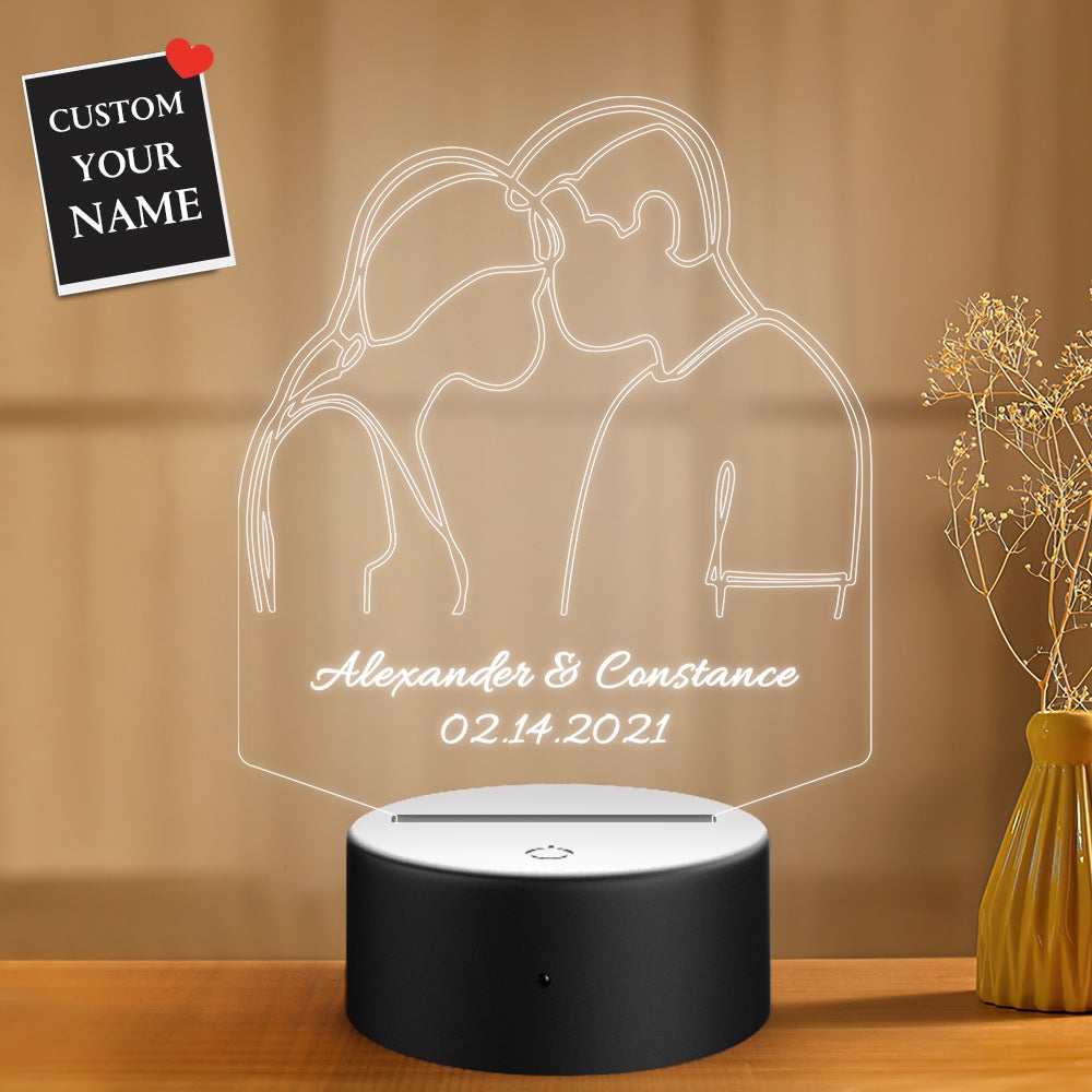 Personalized Lamp Custom Name and Date Valentines Day Gift - soufeelau