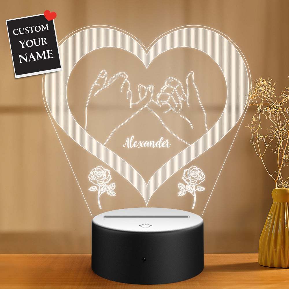 Personalized Acrylic Plaque Night Light with Hold Fingers Gift for Boyfriend Girfriend Valentine's Day - soufeelau