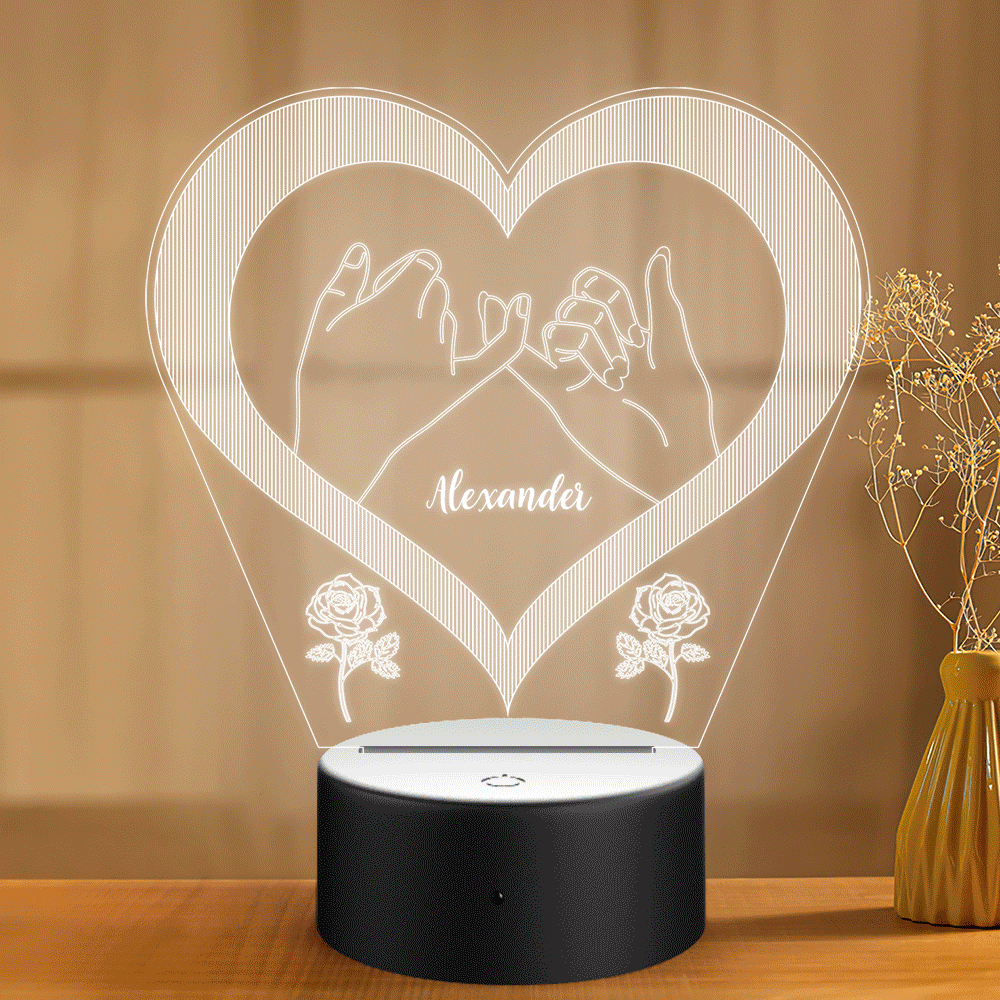 Personalized Acrylic Plaque Night Light with Hold Fingers Gift for Boyfriend Girfriend Valentine's Day - soufeelau