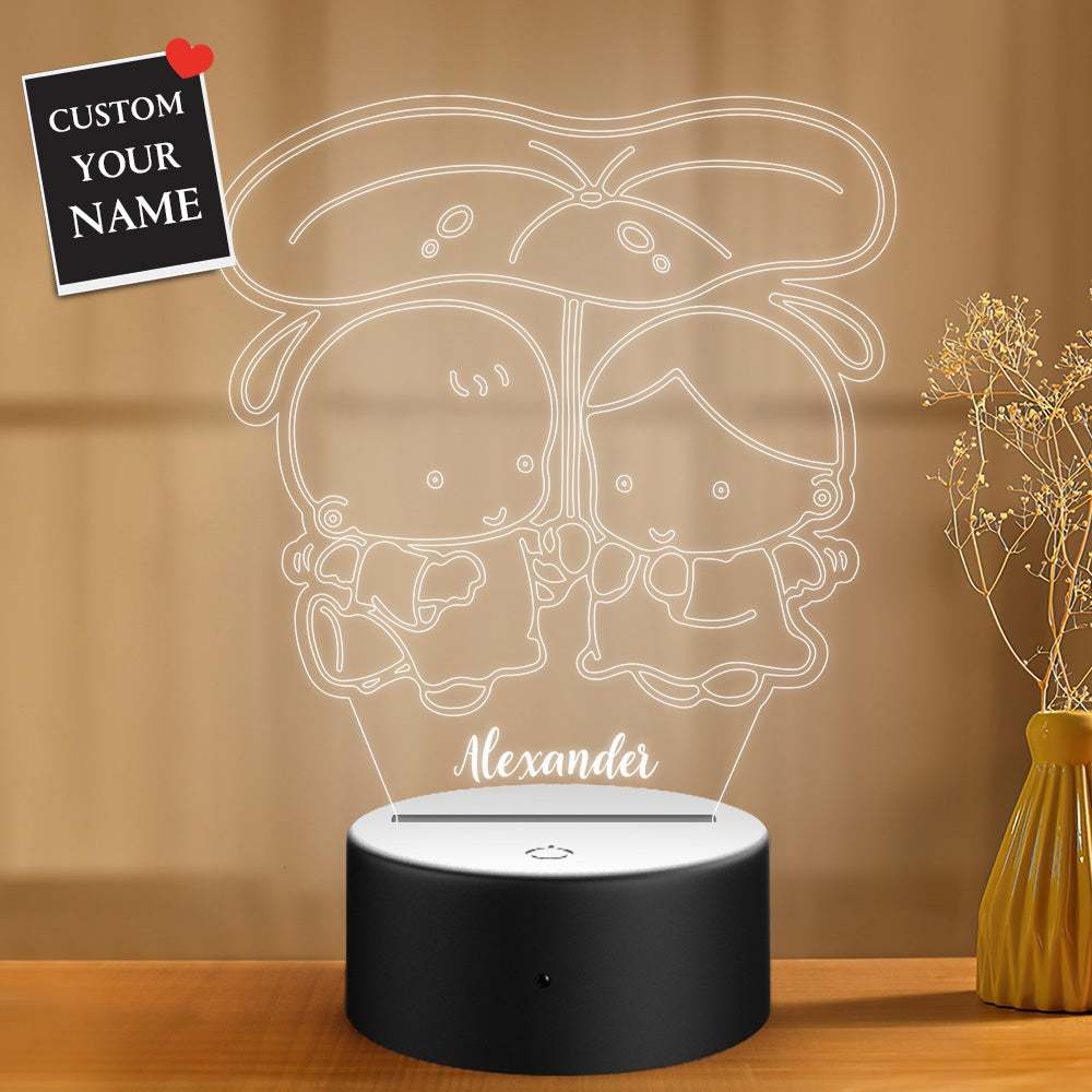 Personalized Acrylic Plaque Night Light with Two Kids Gift for Boyfriend Girfriend Valentine's Day - soufeelau