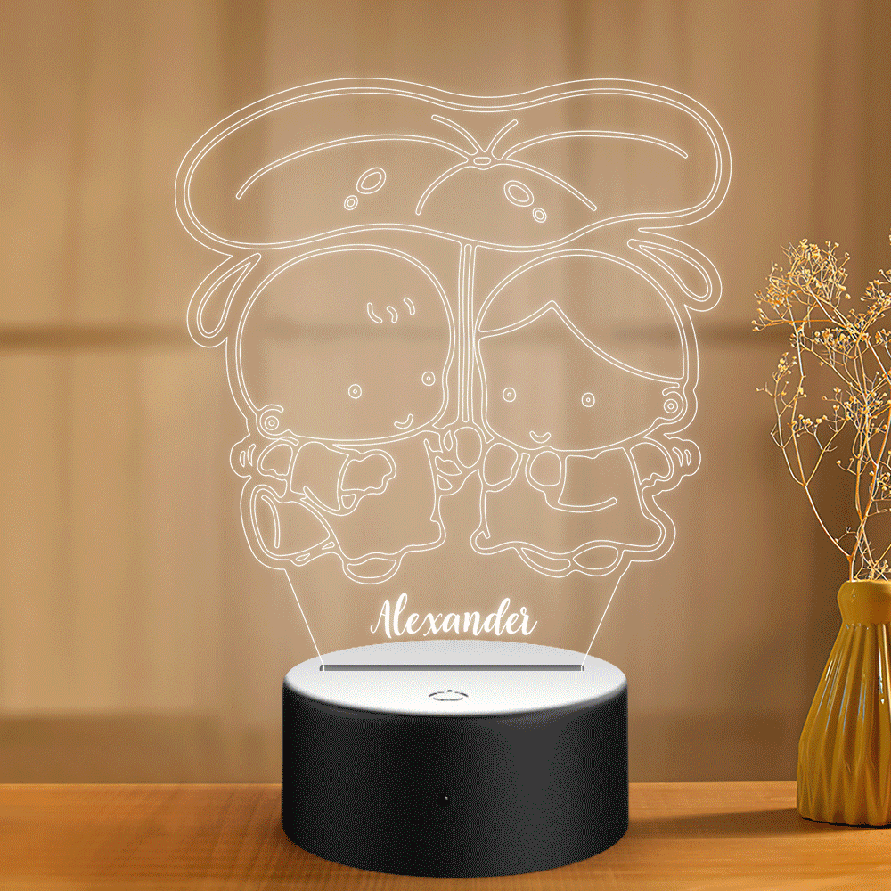 Personalized Acrylic Plaque Night Light with Two Kids Gift for Boyfriend Girfriend Valentine's Day - soufeelau