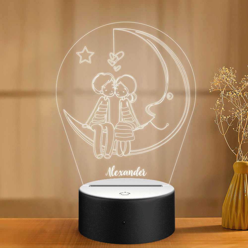 Custom Night Light Moon and Lover Gift for Boyfriend Girfriend Valentine's Day - soufeelau