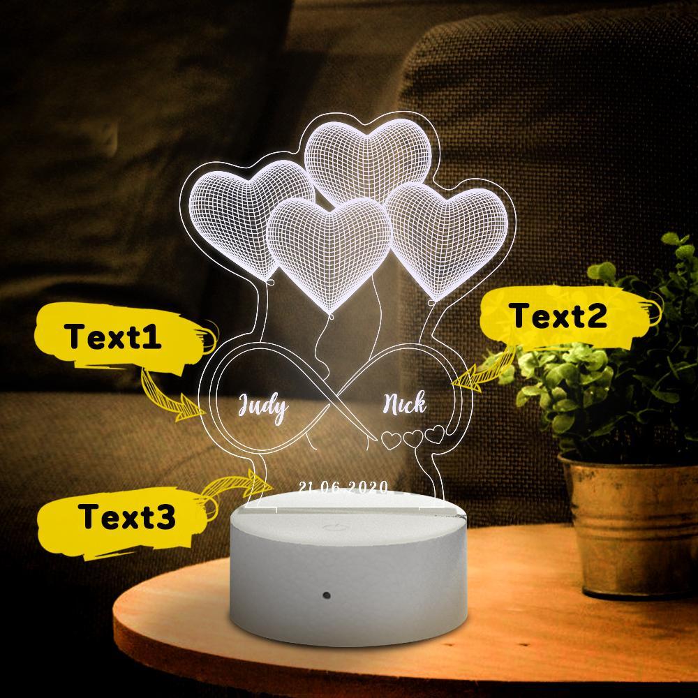Personalized 3D Illusion Lamp Valentine Gift for Her