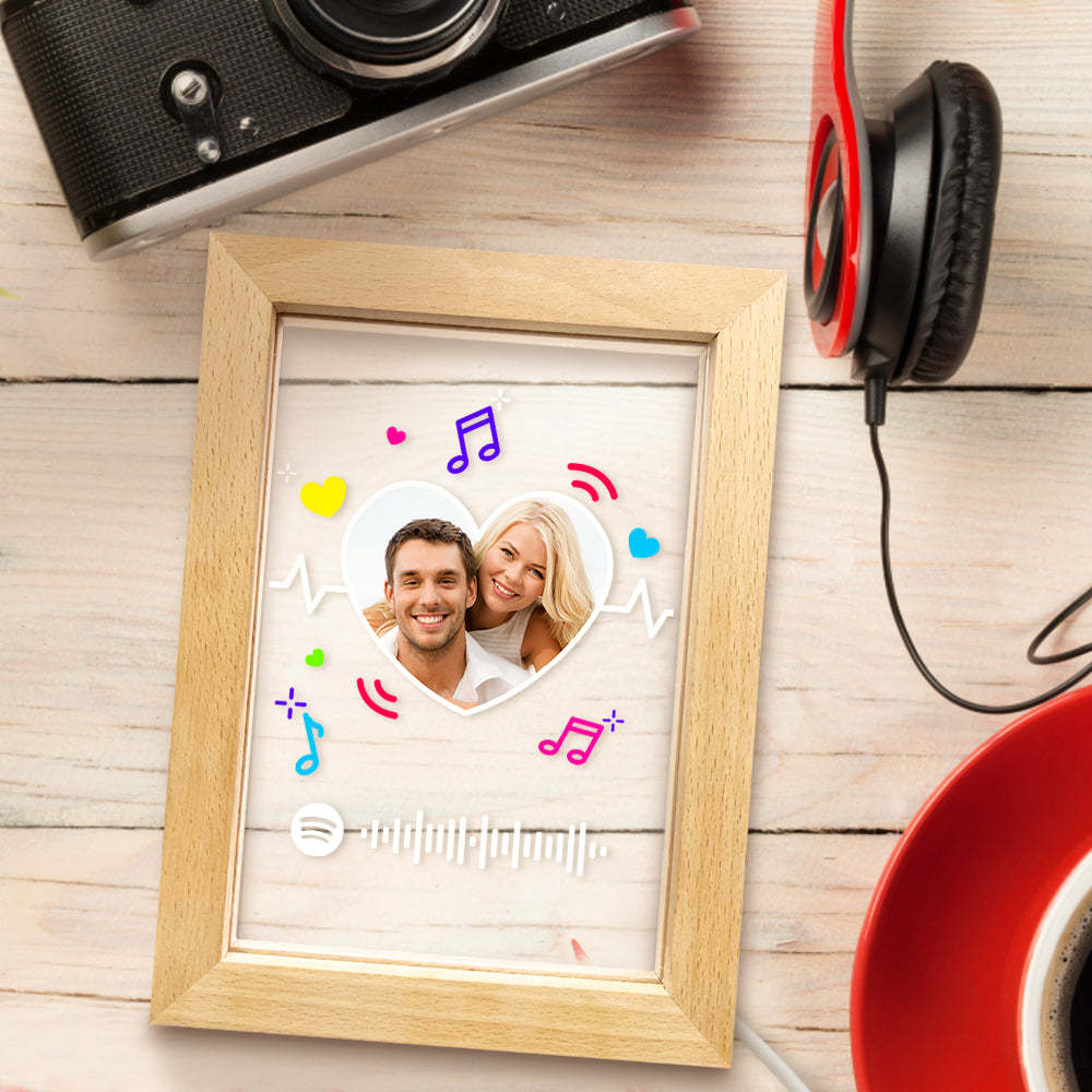 Custom Scannable Spotify Code Music Art Led Lamp Personalised Heart Picture Frame Nignt Light Gift - soufeelau