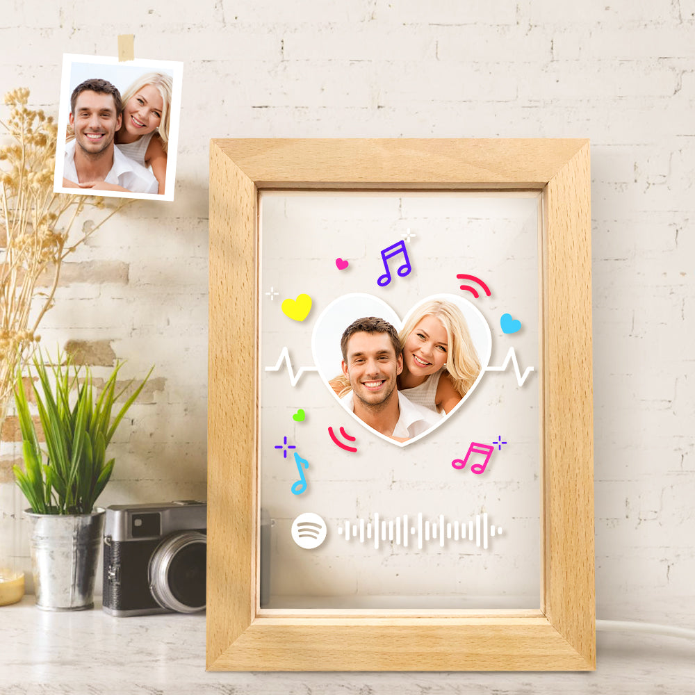 Custom Scannable Spotify Code Music Art Led Lamp Personalised Heart Picture Frame Nignt Light Gift - soufeelau