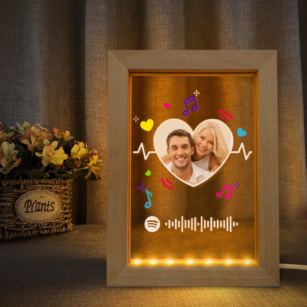 Custom Scannable Spotify Code Music Art Led Lamp Personalised Heart Picture Frame Nignt Light Gift - soufeelau
